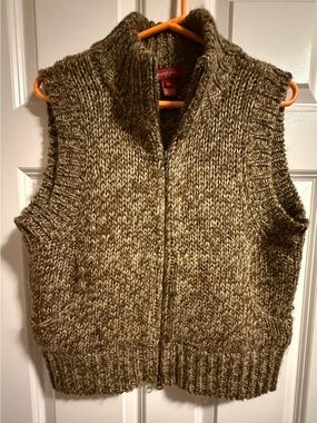 Sundance Women’s Marled Brown Zip-Up Knit Vest